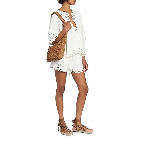 Isabel Marant Etoile Shana Eyelet Top Blouse - Fr38 Us6 White - Picture 5 of 7